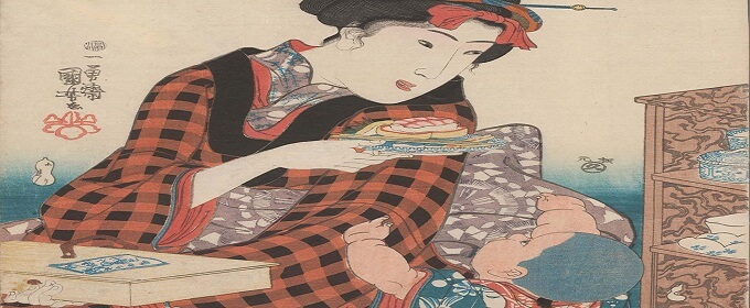 Shimazoroi-onna-benkei drawn by Kuniyoshi Utagawa